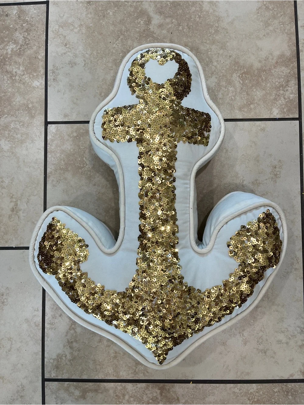 Pottery Barn Teen Gold Sequin Anchor Pillow
